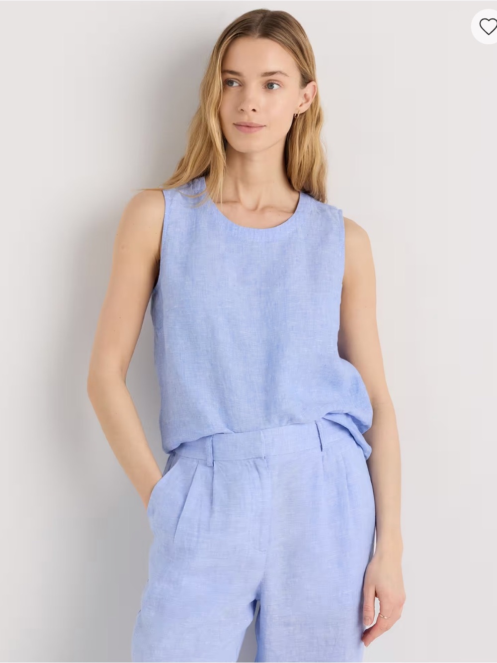 Quince 100% European Linen Tank in “French Blue”